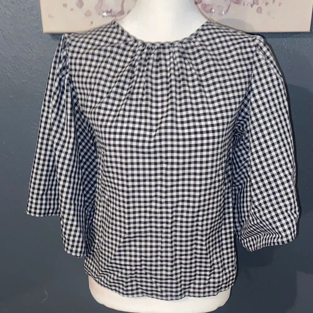 Atmosphere Black and White Gingham Women's tie back top size 10